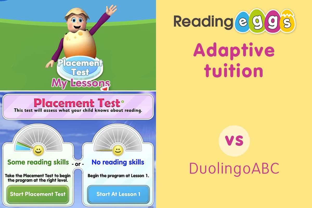 Reading Eggs vs Duolingo ABC  – Reading Eggs provides more personalised and adaptive tuition than Duolingo ABC