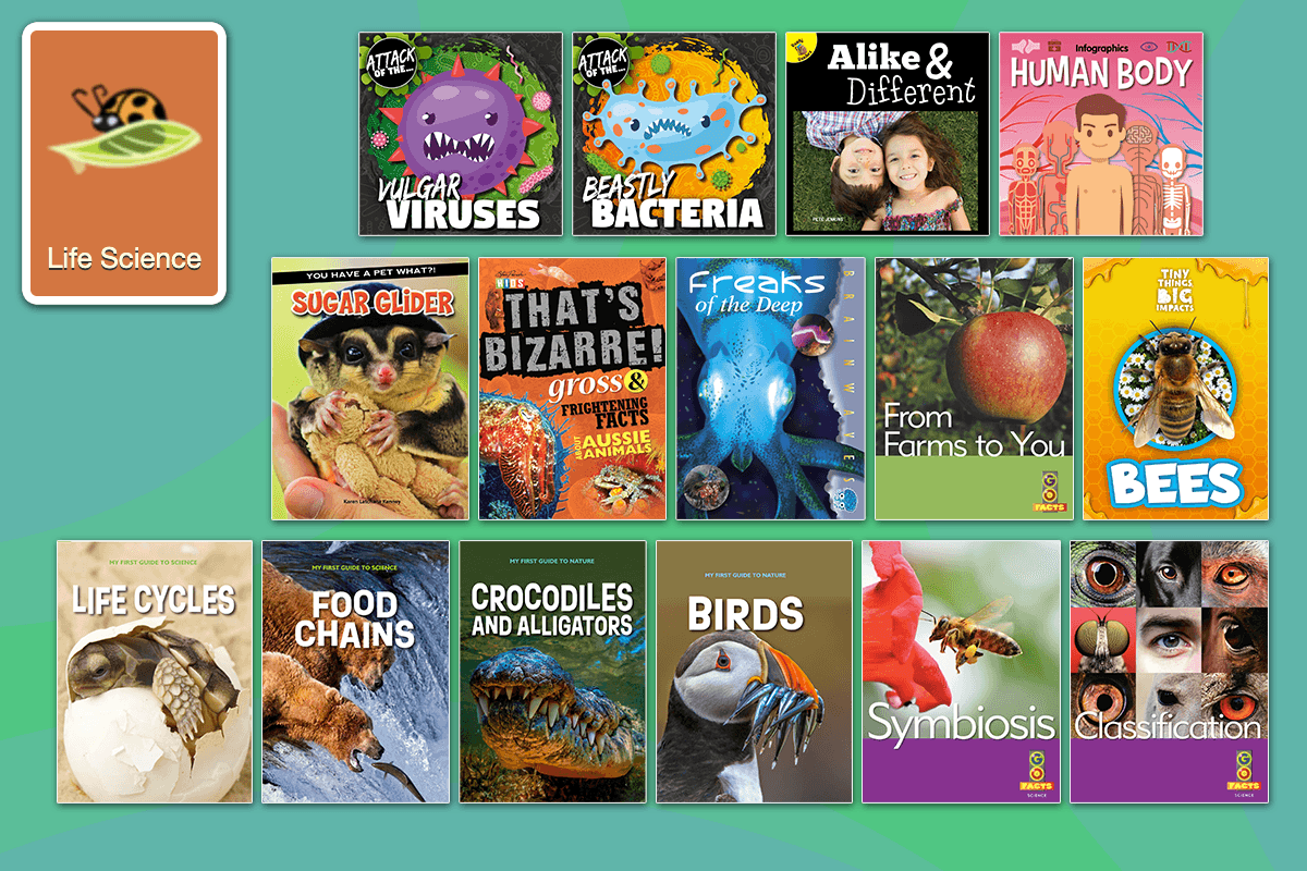 Examples of the Life Science nonfiction books for kids in the Reading Eggs Library