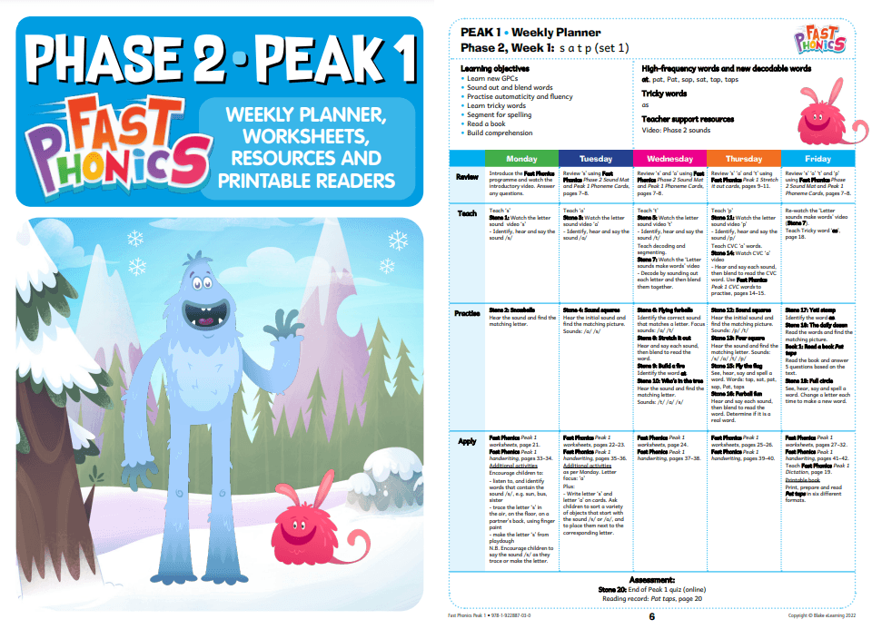 Cut lesson planning time in half with Fast Phonics weekly planners